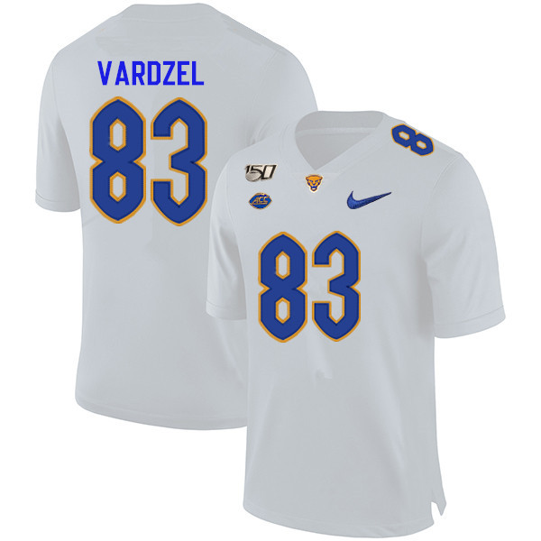 2019 Men #83 John Vardzel Pitt Panthers College Football Jerseys Sale-White